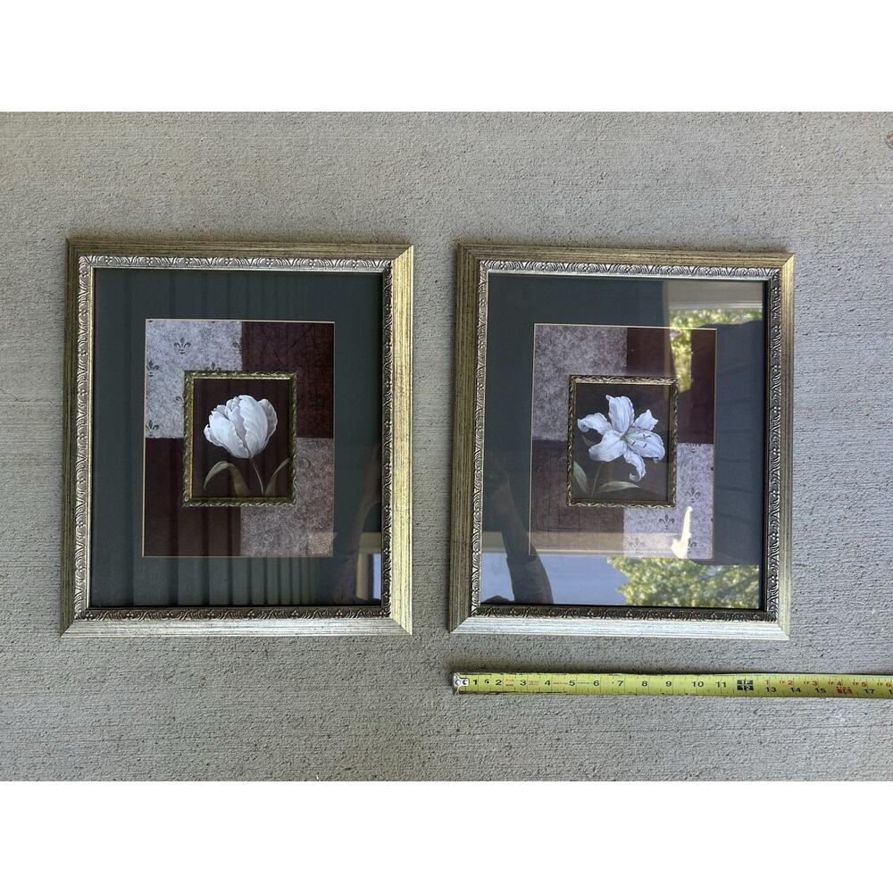 Vintage framed floral art by Vivian Flasch Home Interiors Set of 2